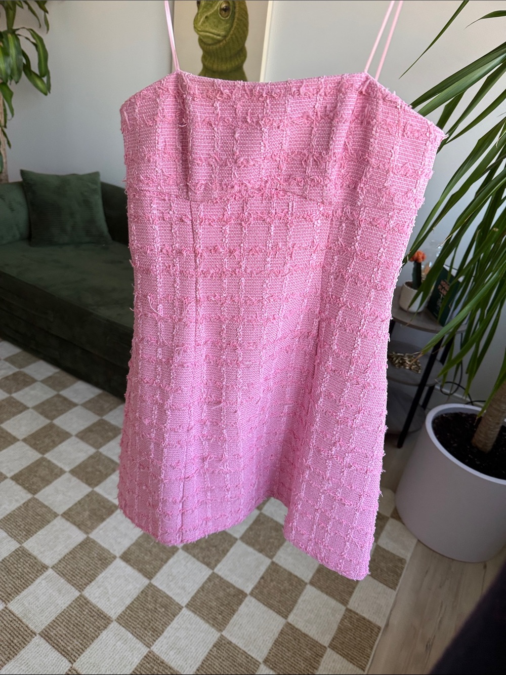 Amanda Uprichard Pink Strapless Textured Mini Dress